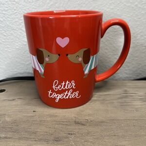 Caribou Coffee Mug Better Together 14 oz Red Dachshund Dog‎ 2018 Valentine RARE